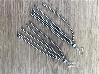 Navajo Pearls Sterling Silver 925 Long Dangle Earrings 16.6g